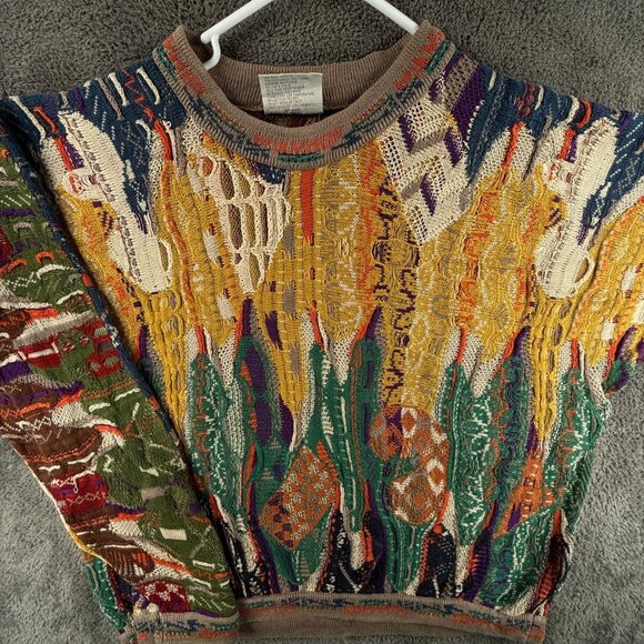 COOGI Australia Sweater Pullover Men Cotton Medium Geometric Colorful Textured